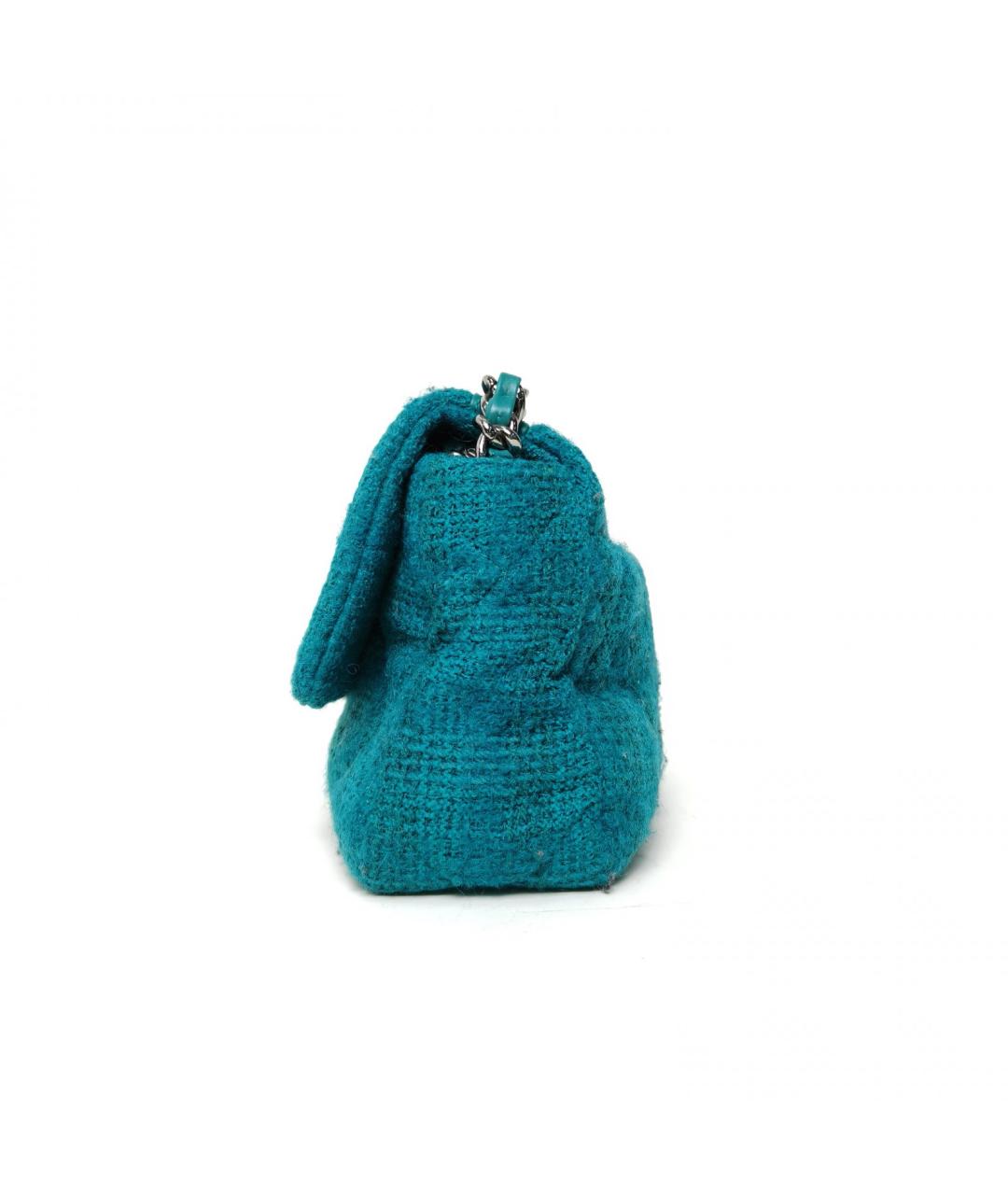 CHANEL Бирюзовая твидовая сумка через плечо, фото 3