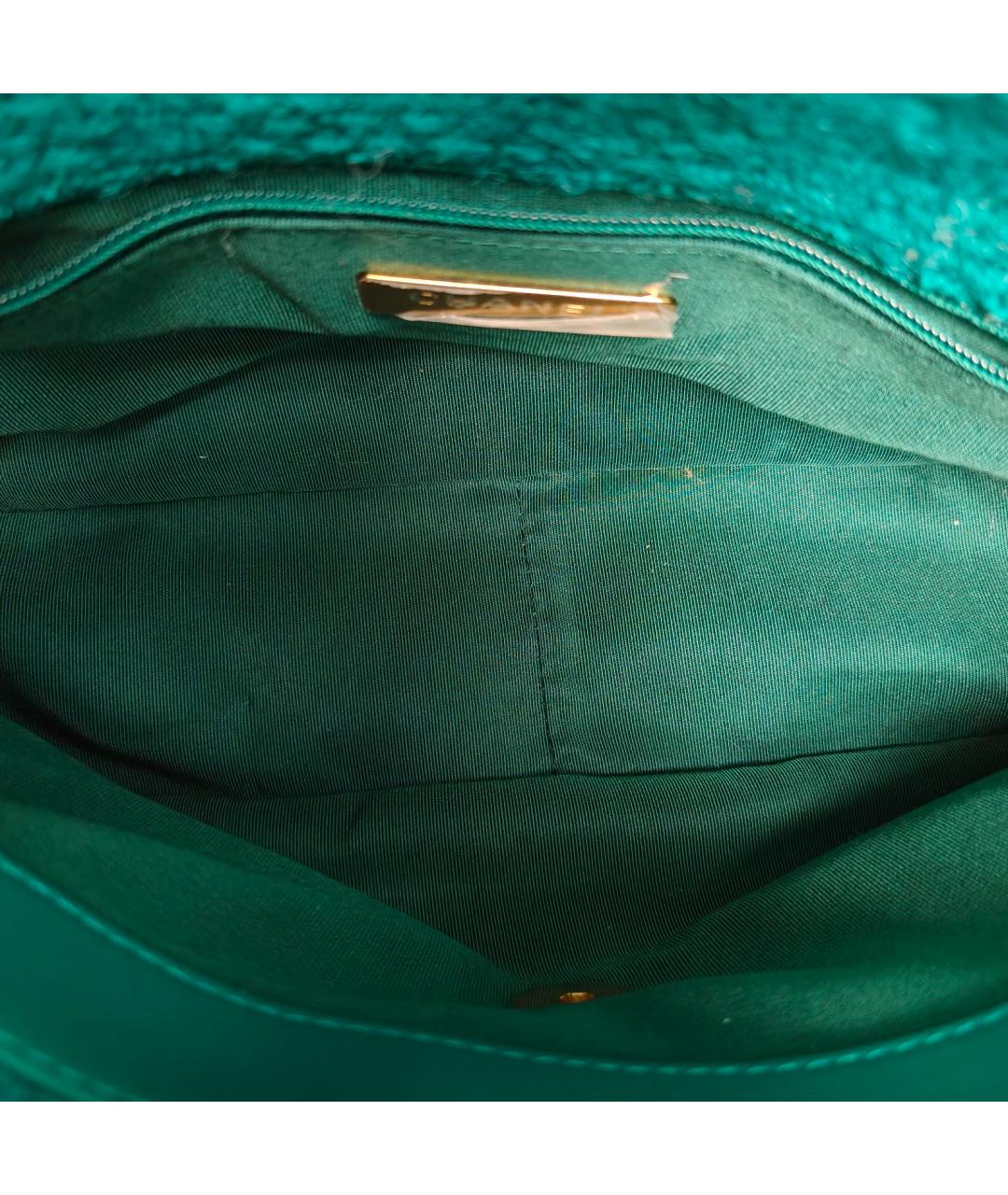 CHANEL Бирюзовая твидовая сумка через плечо, фото 8