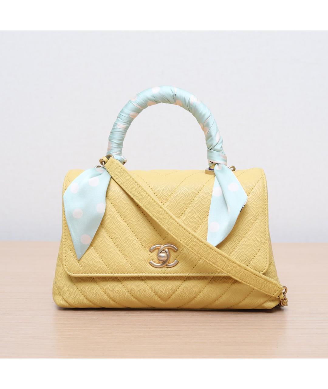 CHANEL Желтая кожаная сумка через плечо, фото 2