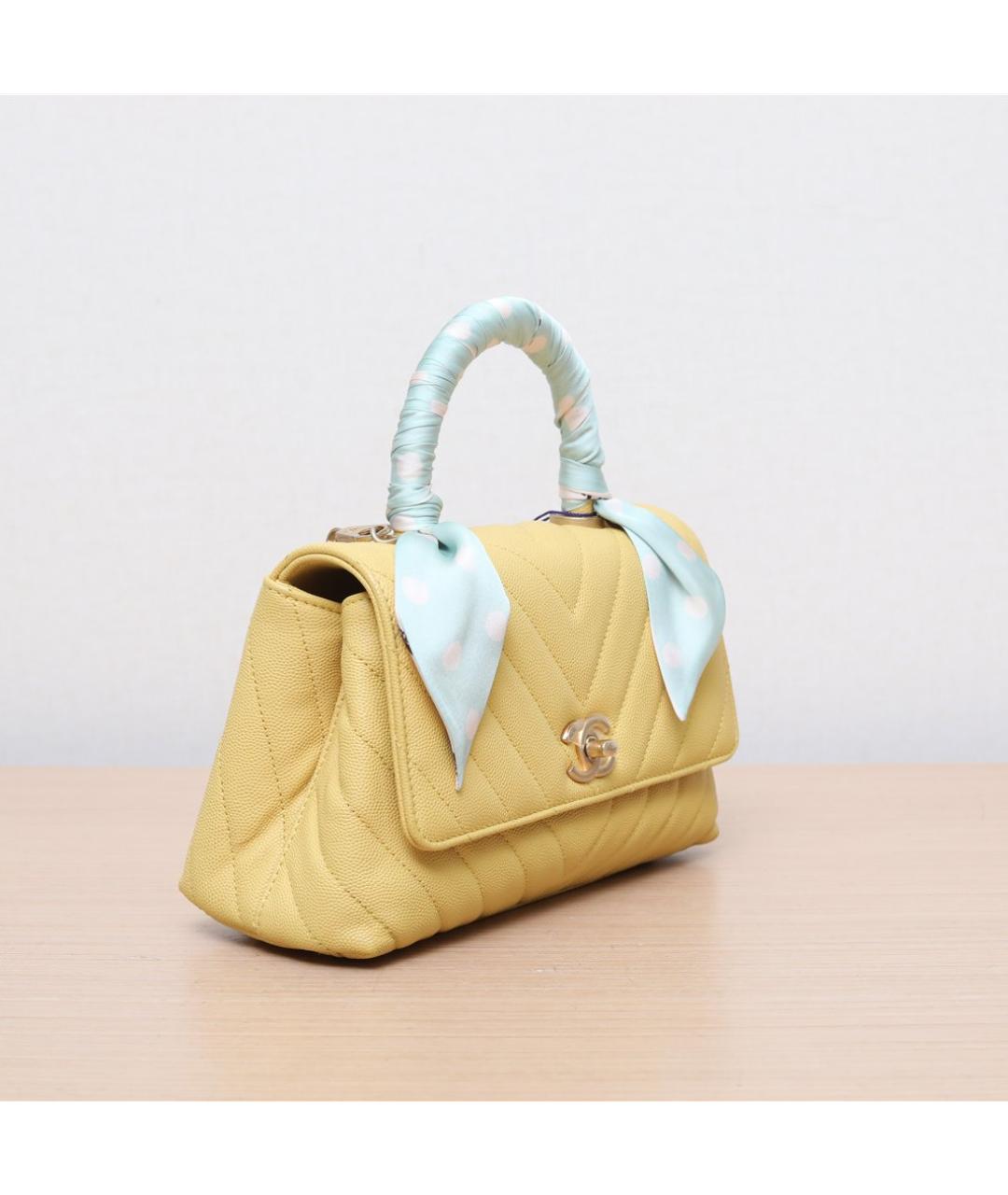 CHANEL Желтая кожаная сумка через плечо, фото 3