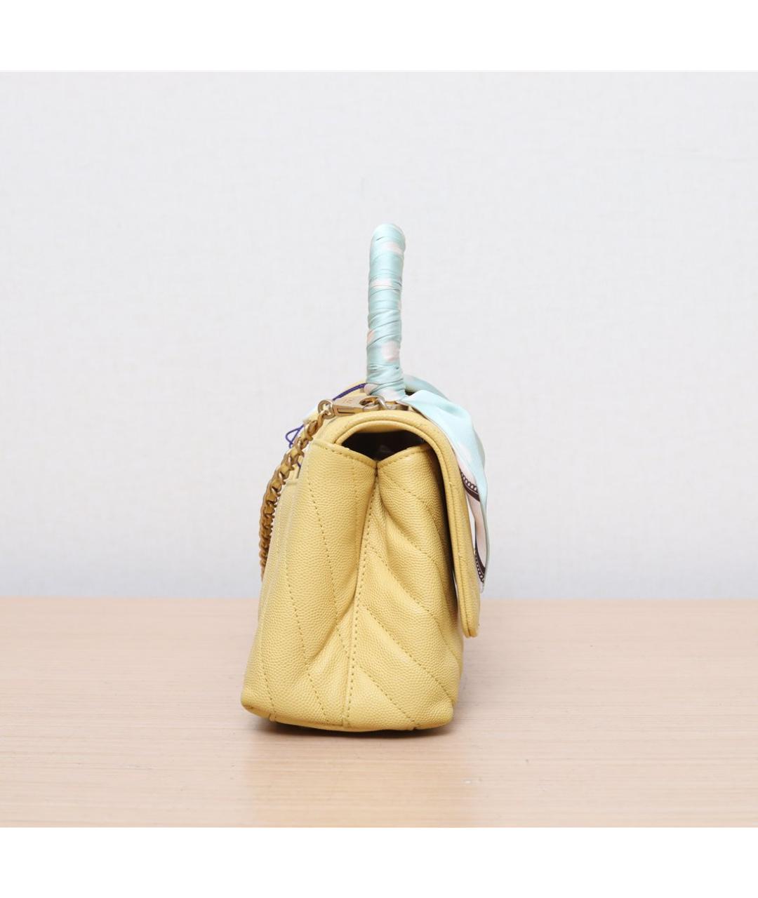 CHANEL Желтая кожаная сумка через плечо, фото 4