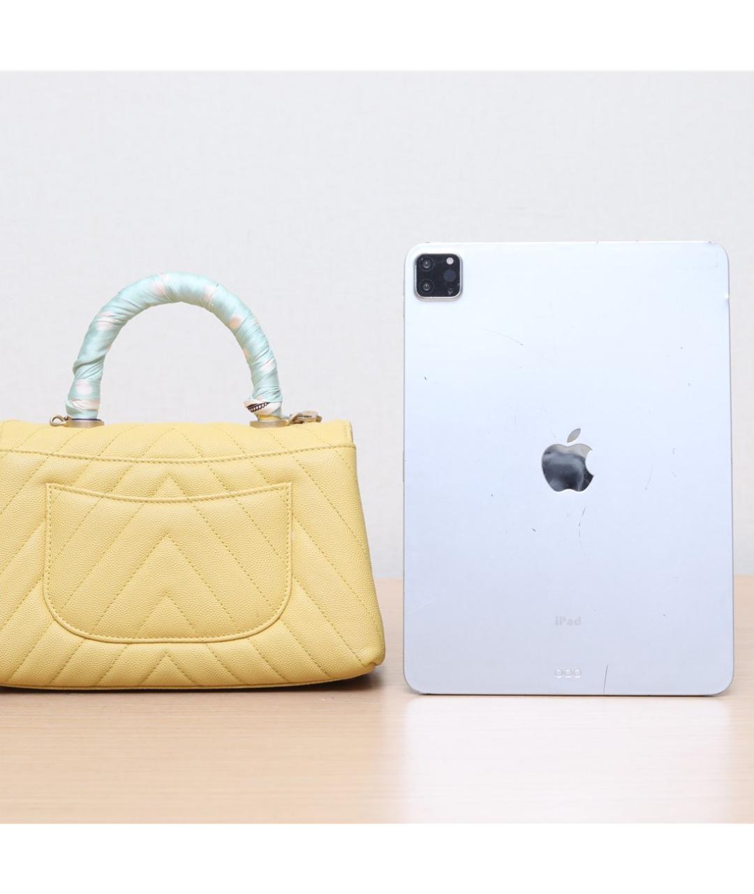 CHANEL Желтая кожаная сумка через плечо, фото 6