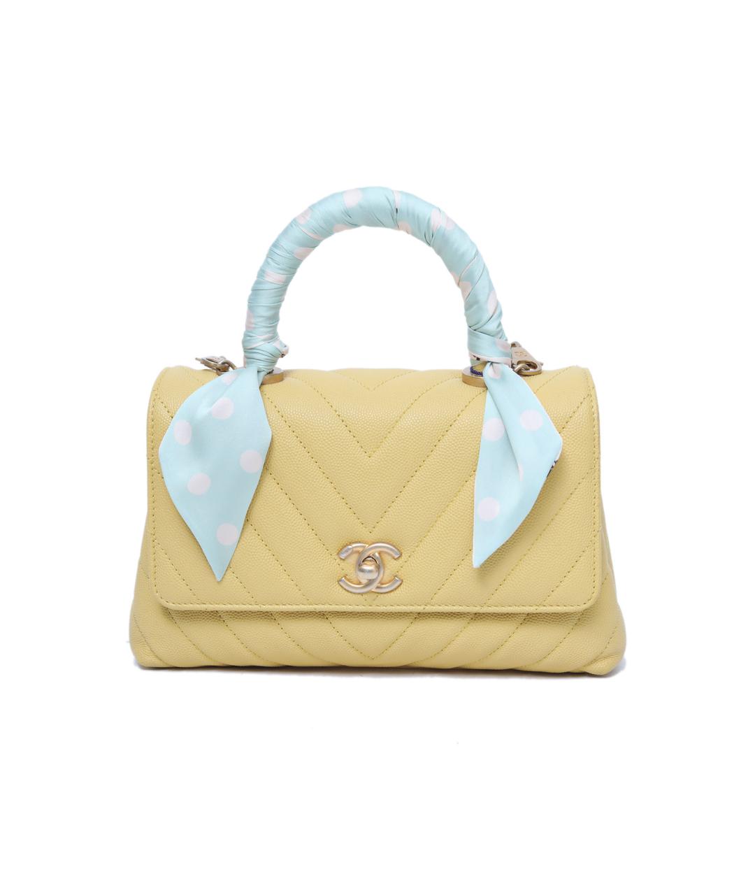 CHANEL Желтая кожаная сумка через плечо, фото 9