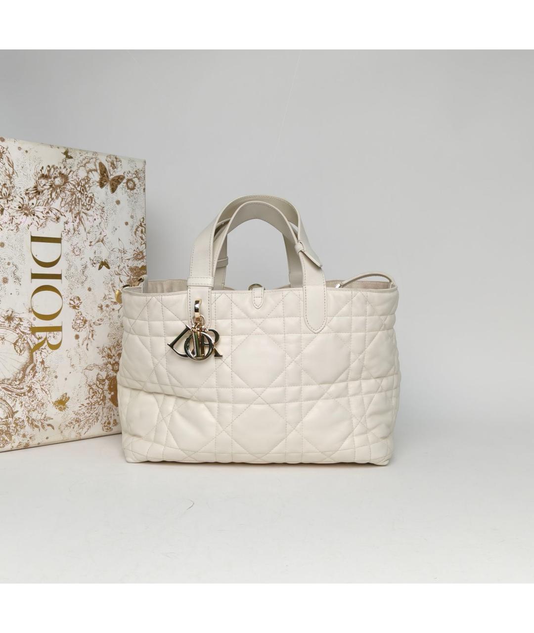 CHRISTIAN DIOR Белая кожаная сумка через плечо, фото 4