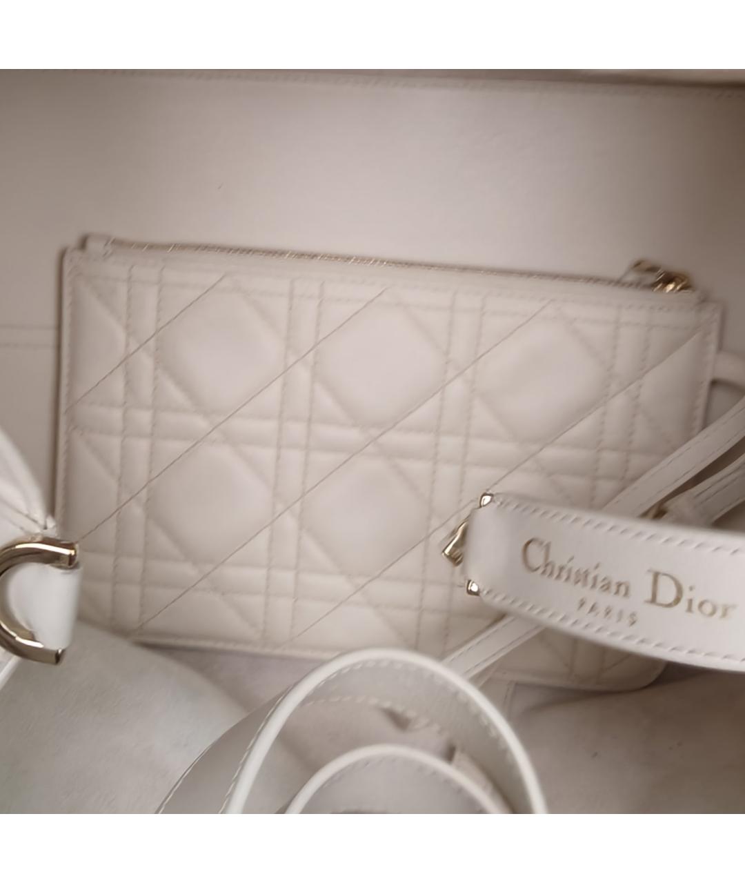 CHRISTIAN DIOR Белая кожаная сумка через плечо, фото 3