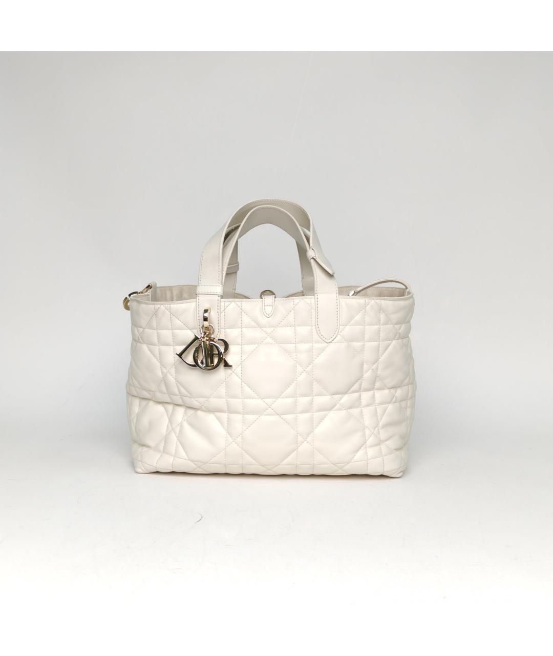 CHRISTIAN DIOR Белая кожаная сумка через плечо, фото 5