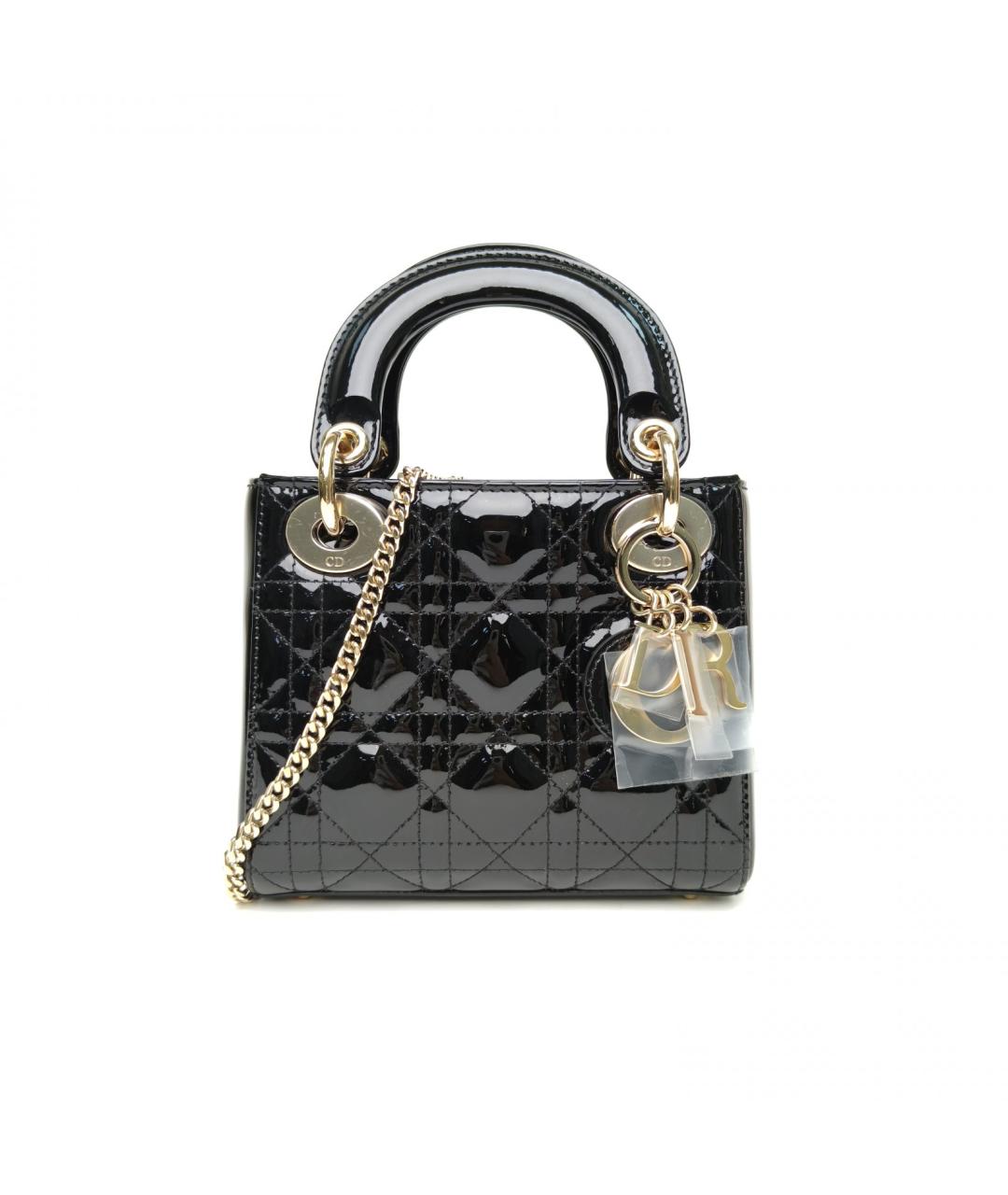 CHRISTIAN DIOR Черная сумка с короткими ручками из лакированной кожи, фото 2