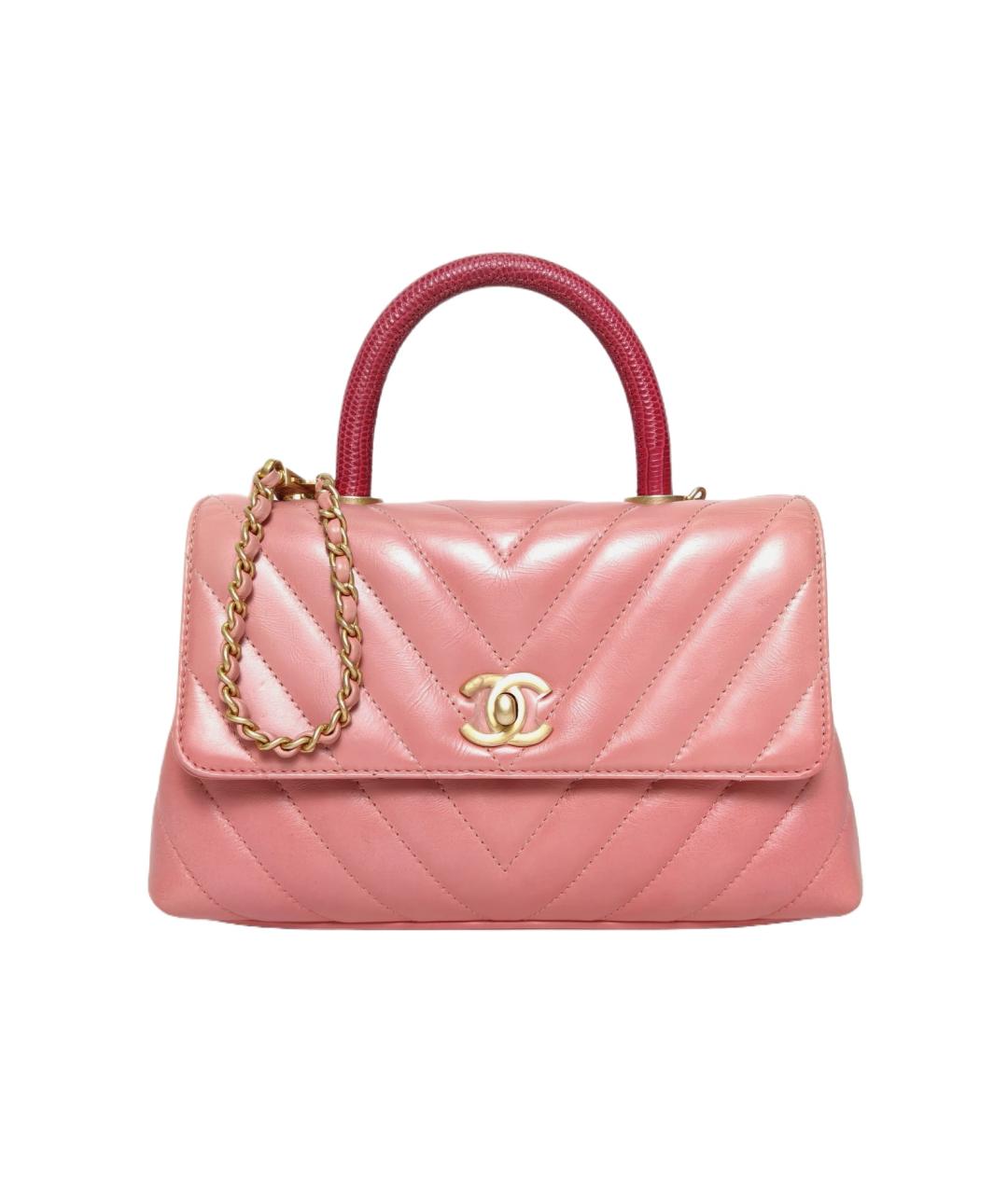 CHANEL Коралловая сумка с короткими ручками из экзотической кожи, фото 10