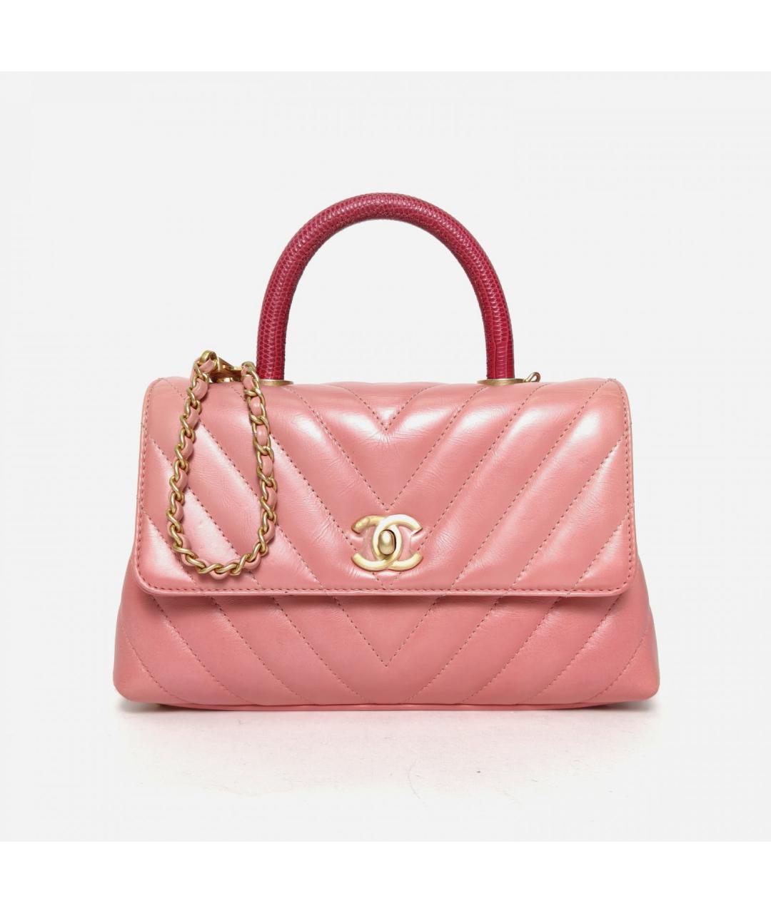 CHANEL Коралловая сумка с короткими ручками из экзотической кожи, фото 2