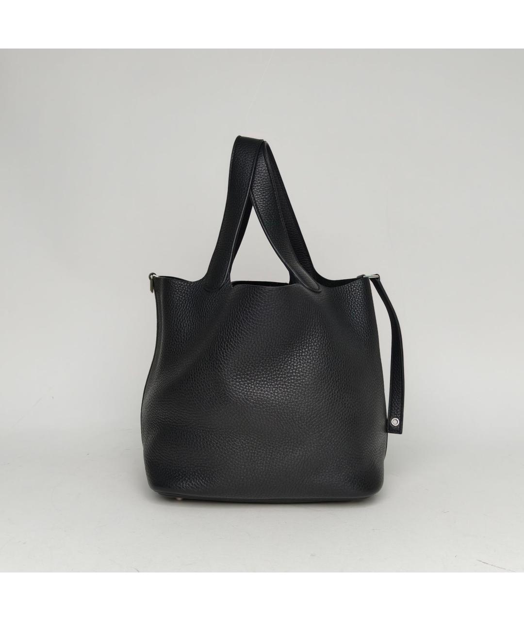 HERMES Черная кожаная сумка с короткими ручками, фото 5