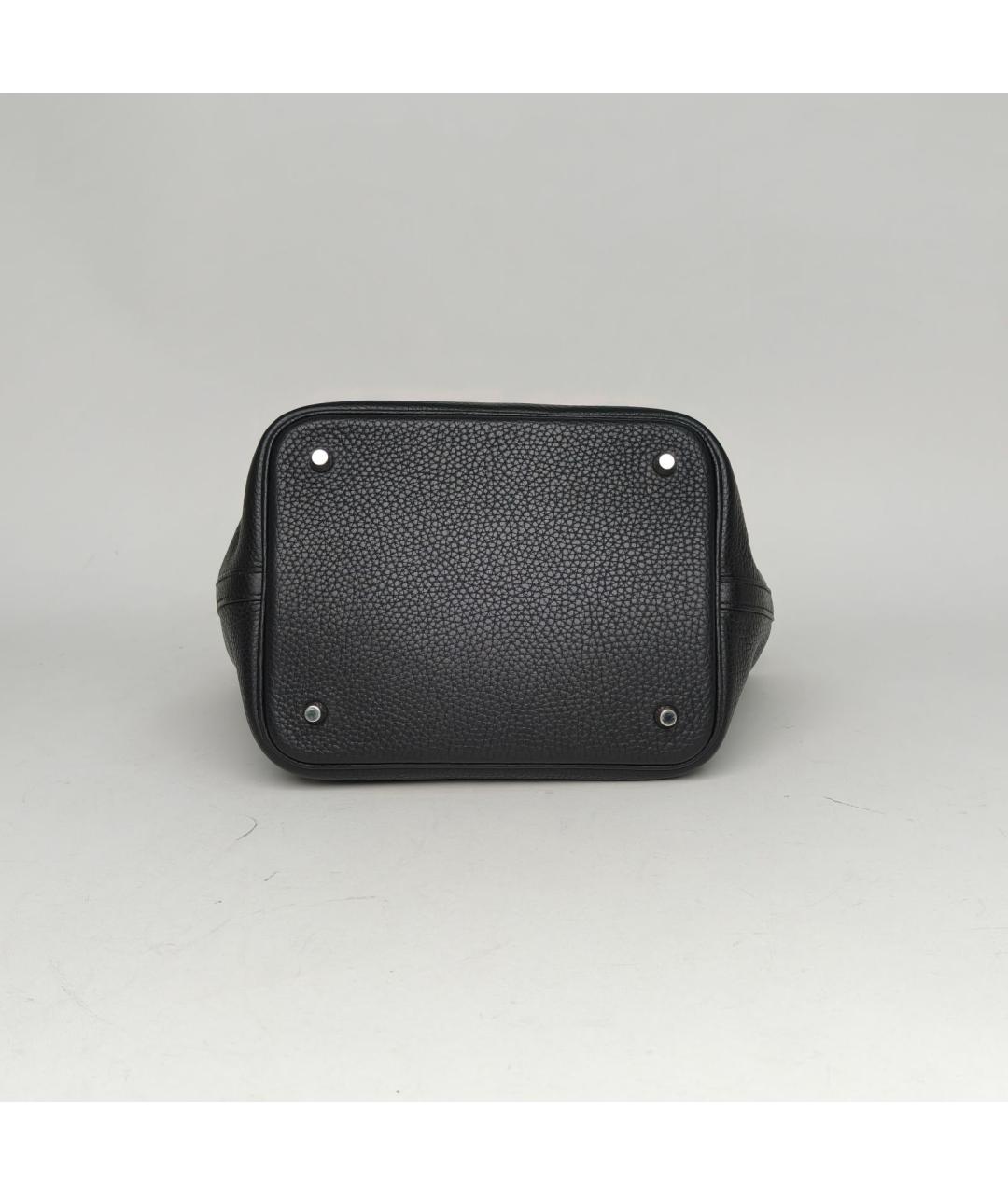 HERMES Черная кожаная сумка с короткими ручками, фото 6