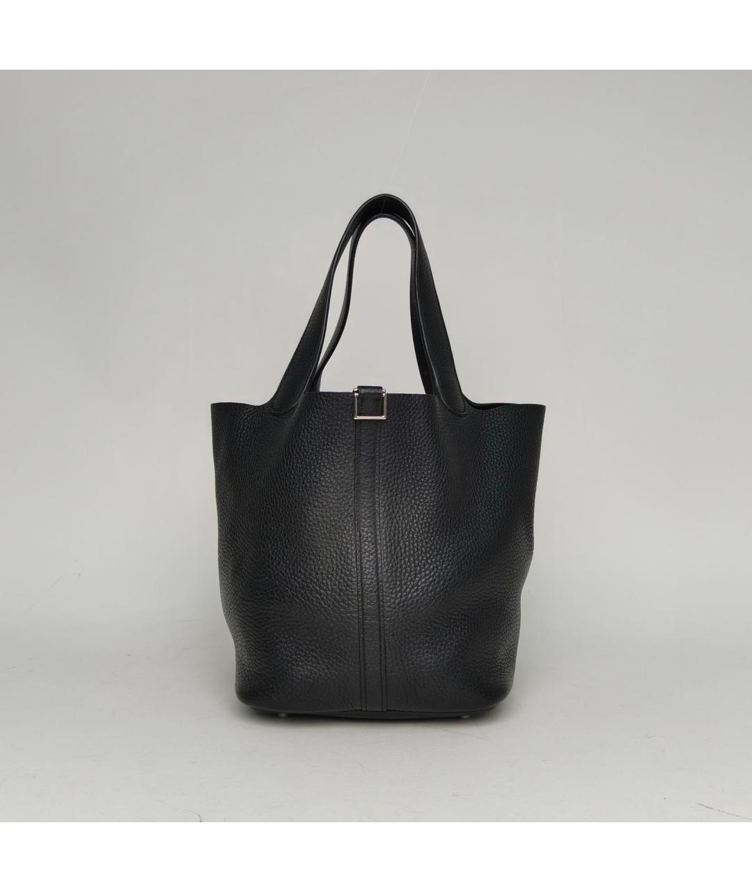 HERMES Черная кожаная сумка с короткими ручками, фото 4