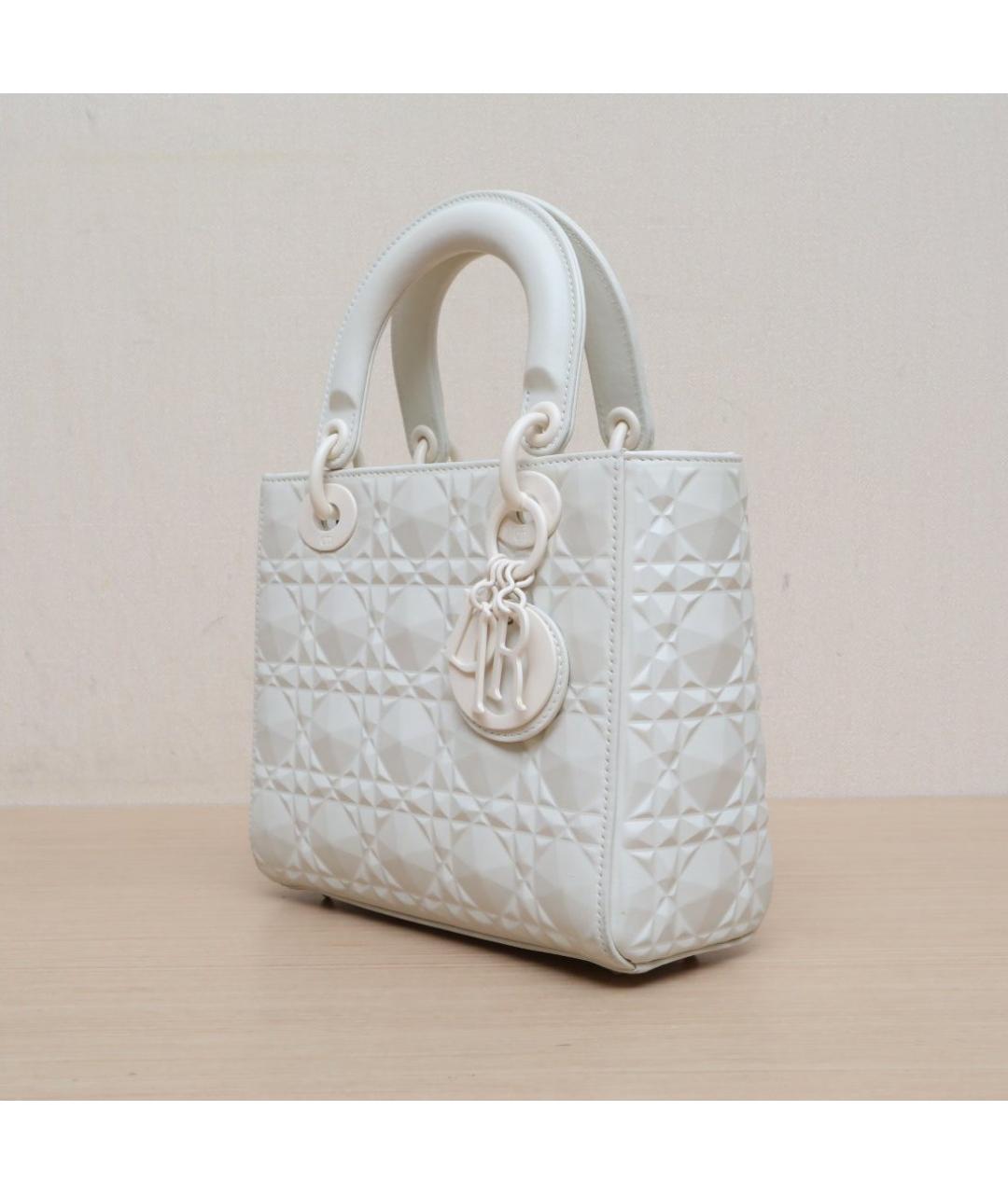 CHRISTIAN DIOR Белая кожаная сумка через плечо, фото 3
