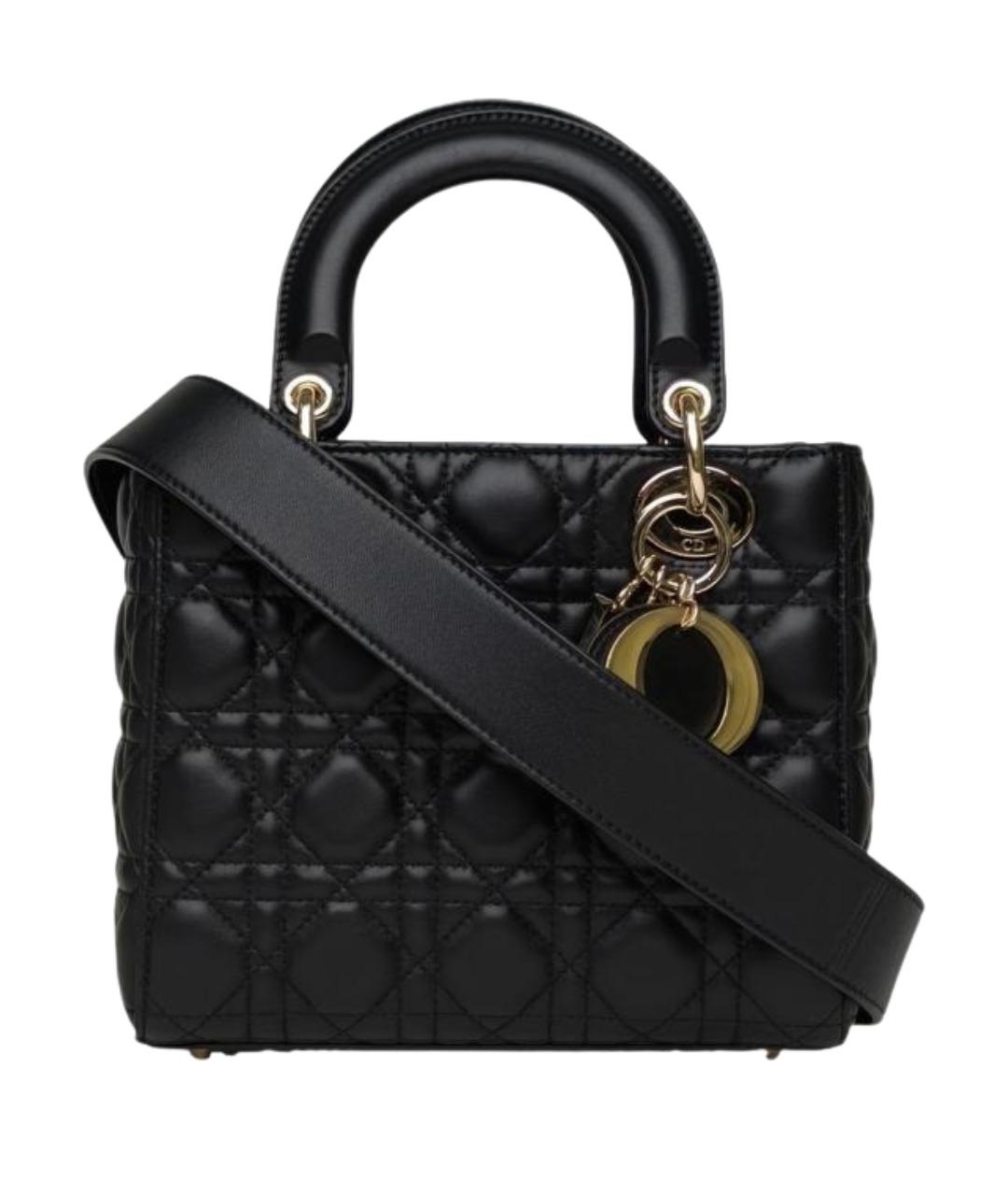 CHRISTIAN DIOR Черная кожаная сумка через плечо, фото 1