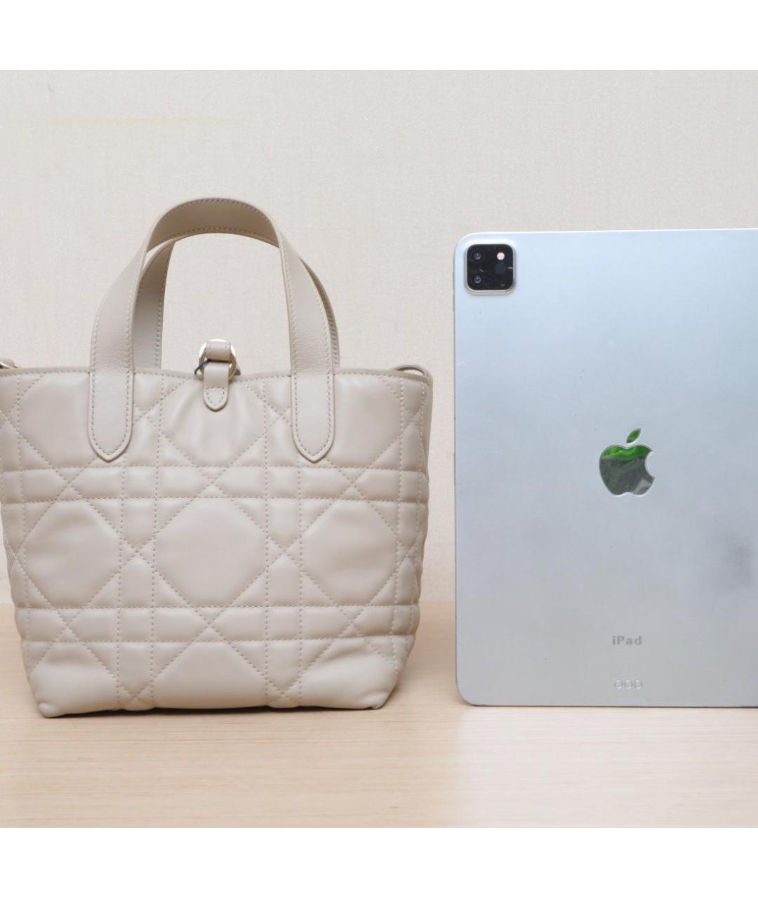 CHRISTIAN DIOR Бежевая кожаная сумка через плечо, фото 6