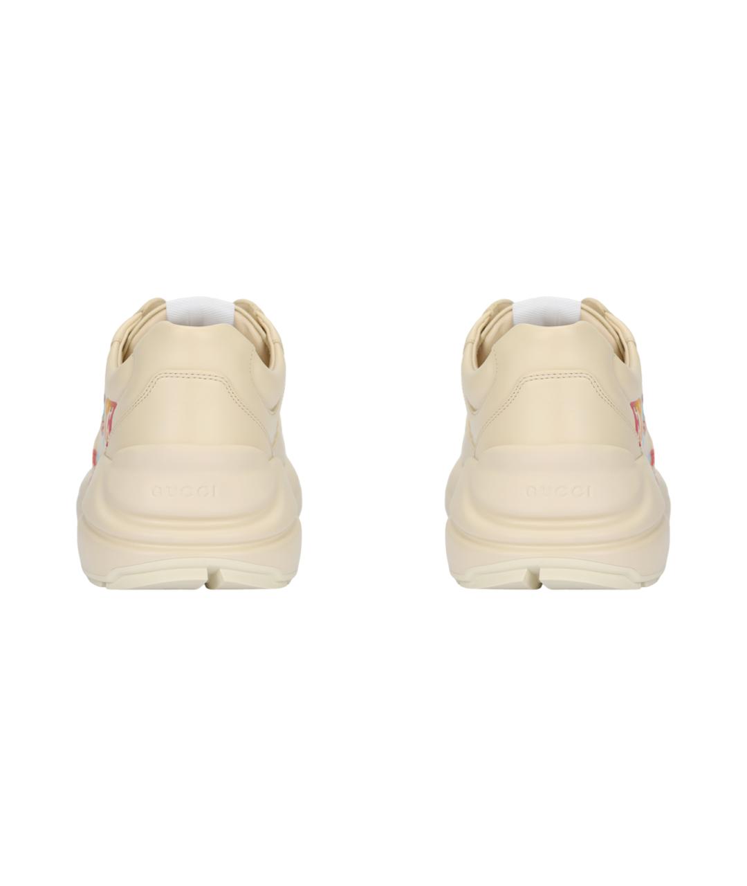 GUCCI Бежевые кожаные высокие кроссовки / кеды, фото 4