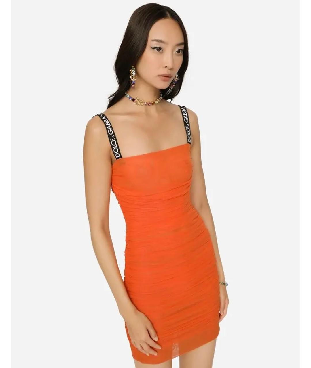 DOLCE&GABBANA Оранжевое полиамидовое коктейльное платье, фото 2