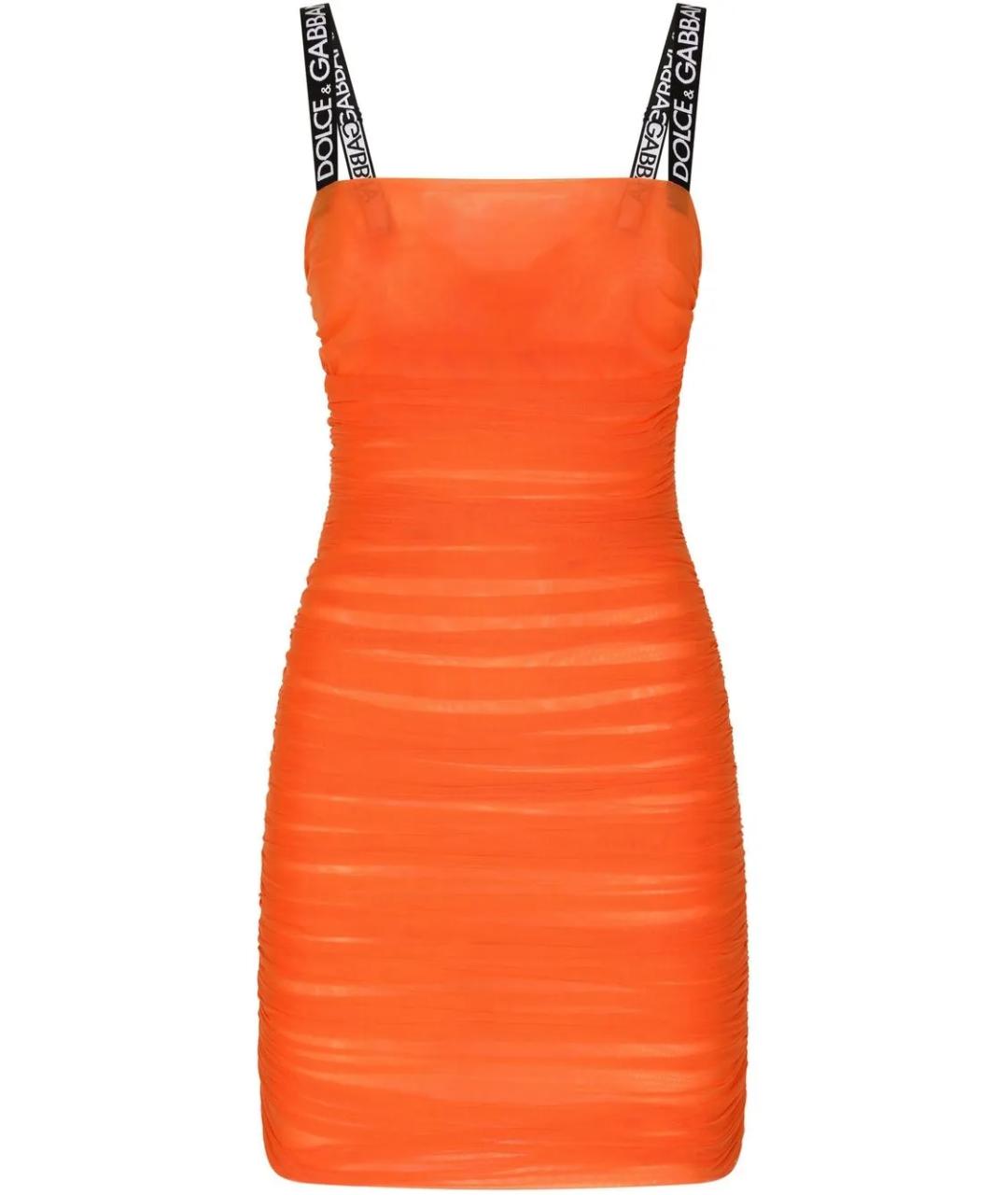 DOLCE&GABBANA Оранжевое полиамидовое коктейльное платье, фото 6