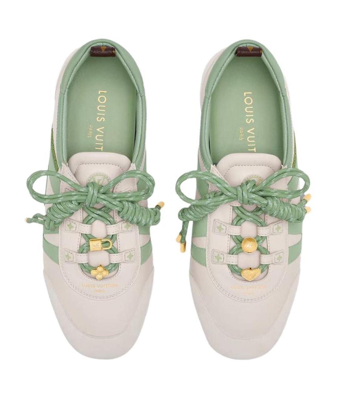 LOUIS VUITTON Зеленые кожаные кроссовки, фото 4