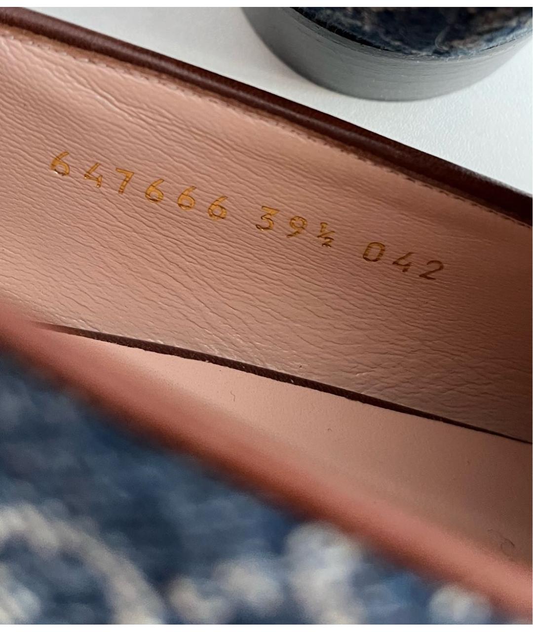 GUCCI Синие текстильные лоферы, фото 3