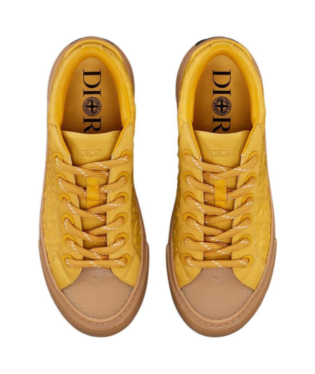 CHRISTIAN DIOR Желтые текстильные низкие кроссовки / кеды, фото 3