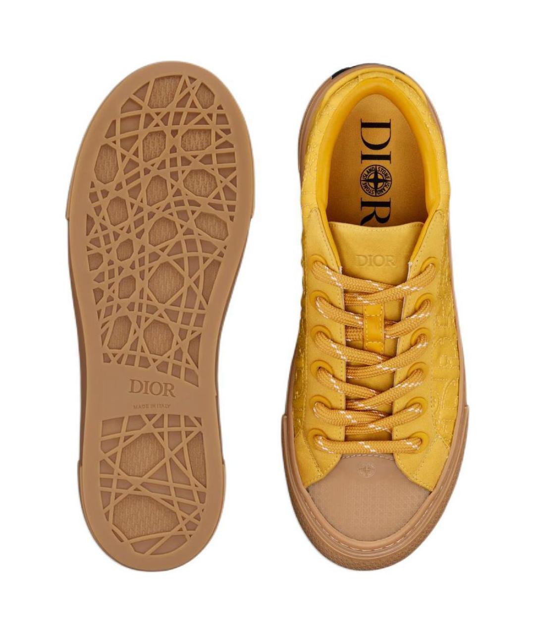 CHRISTIAN DIOR Желтые текстильные низкие кроссовки / кеды, фото 4