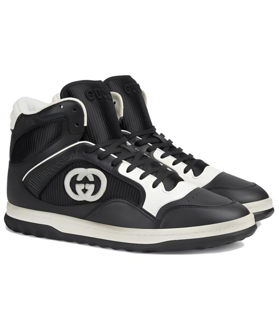 GUCCI Черные кожаные низкие кроссовки / кеды, фото 3