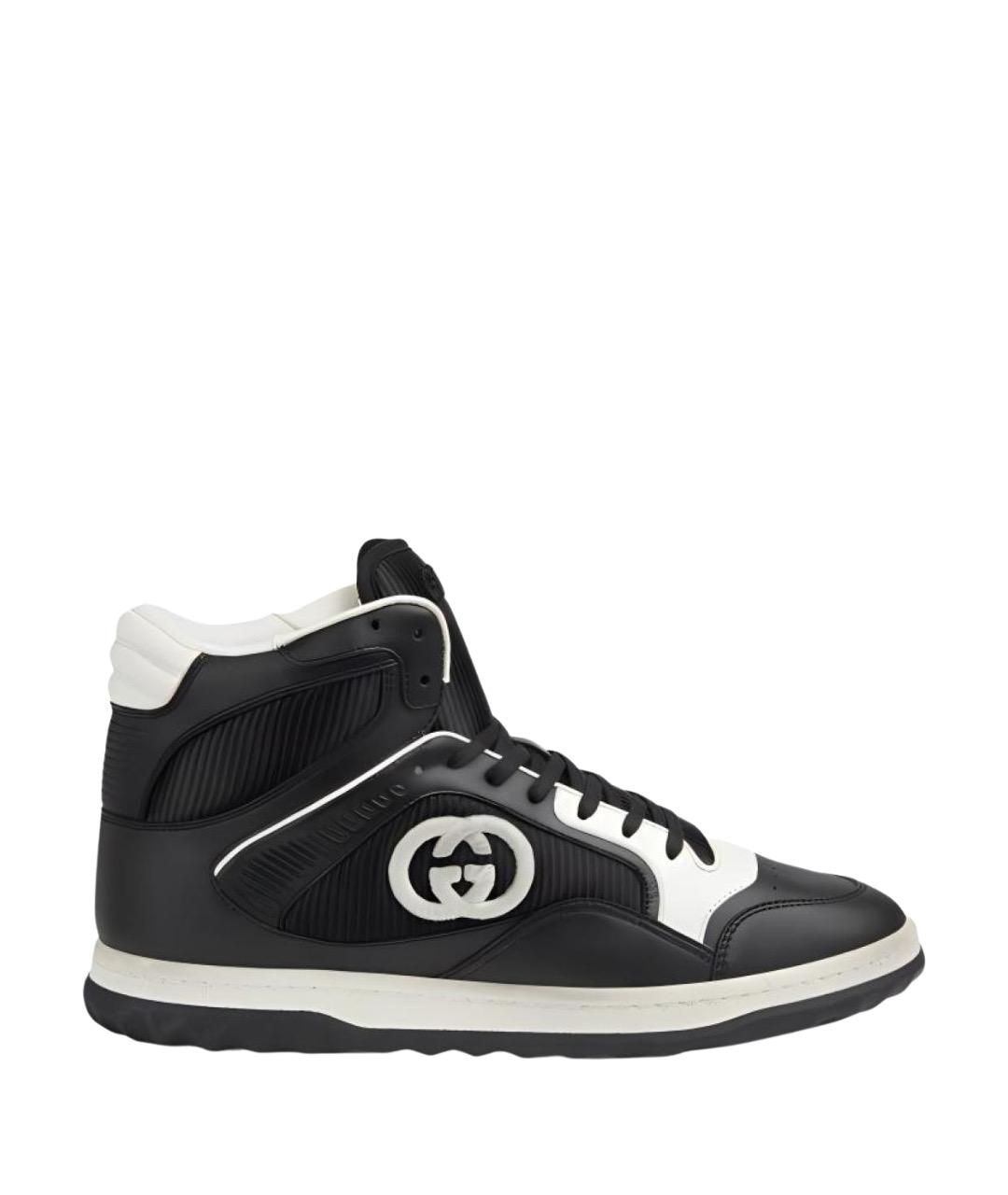 GUCCI Черные кожаные низкие кроссовки / кеды, фото 1