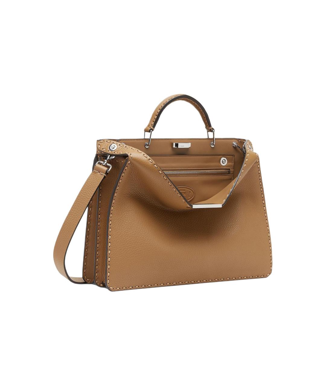 FENDI Коричневая кожаная сумка на плечо, фото 3