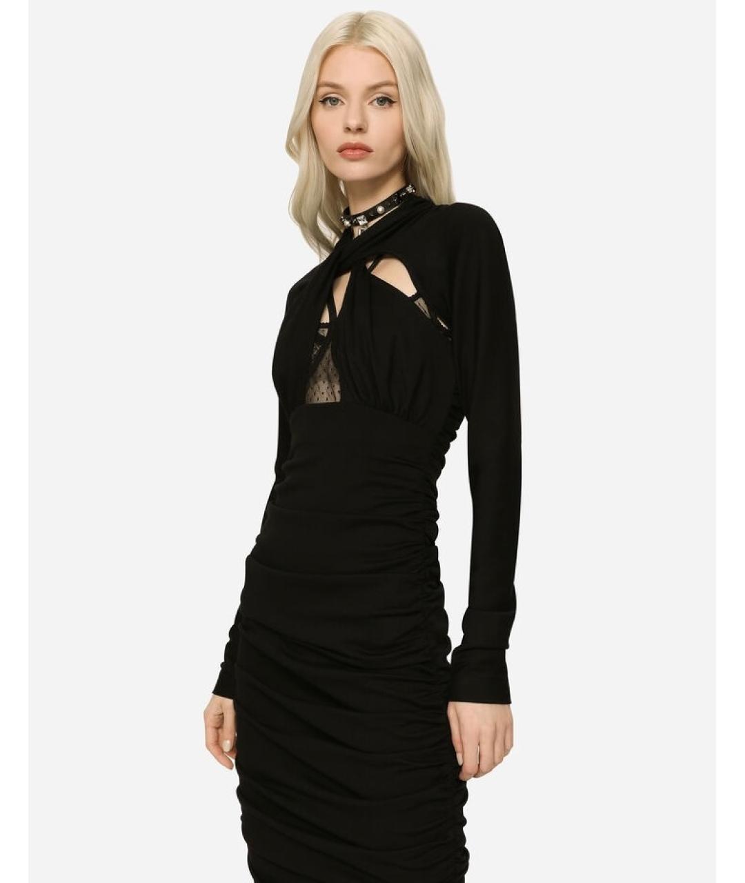 DOLCE&GABBANA Черное вискозное платье, фото 4