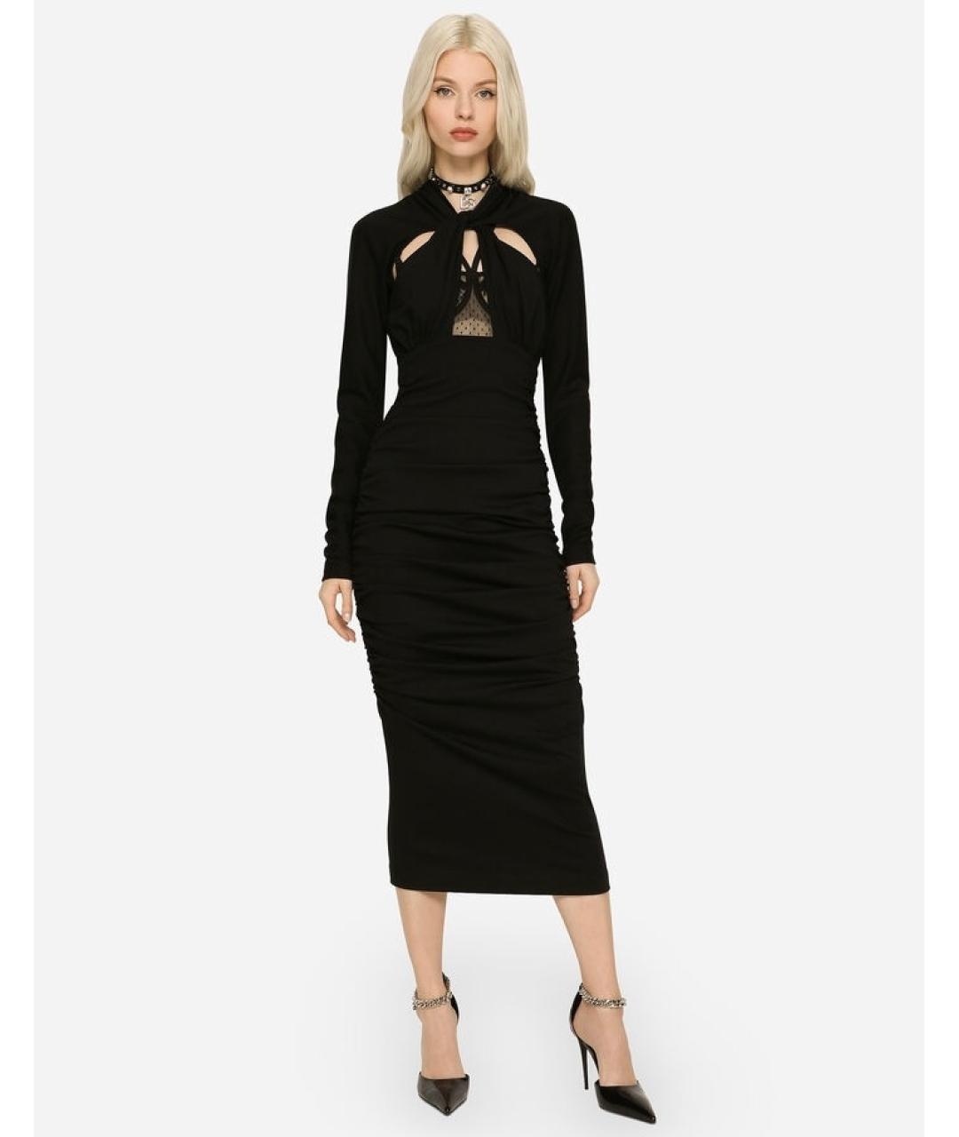 DOLCE&GABBANA Черное вискозное платье, фото 2