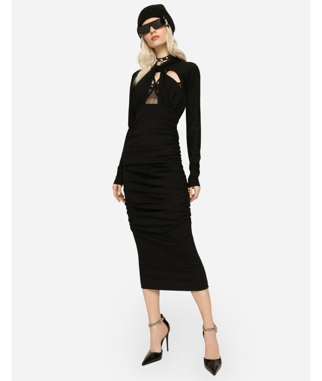 DOLCE&GABBANA Черное вискозное платье, фото 3