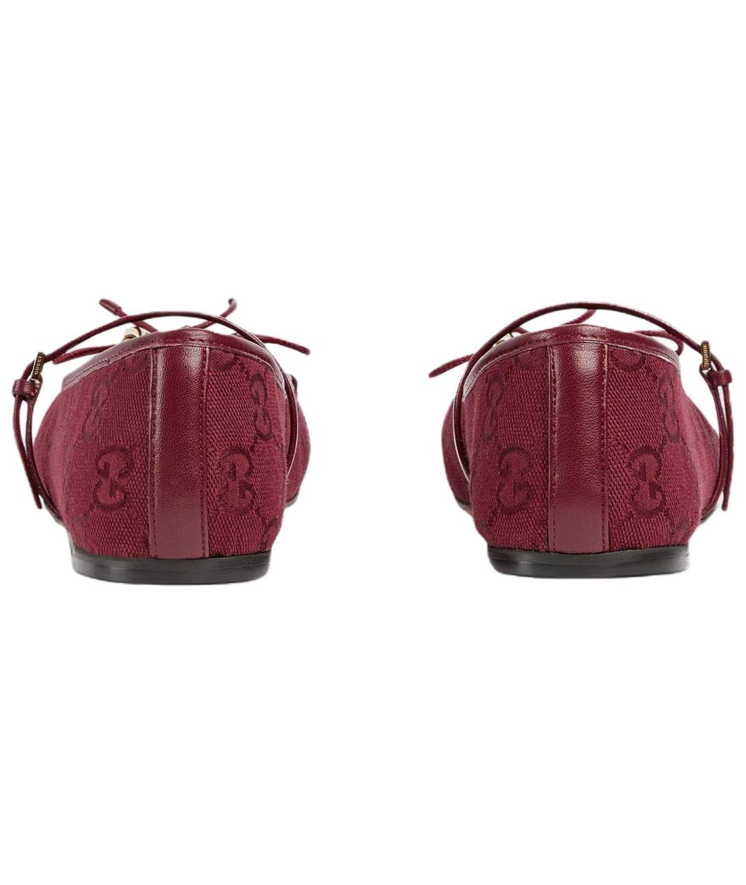 GUCCI Бордовые текстильные балетки, фото 5