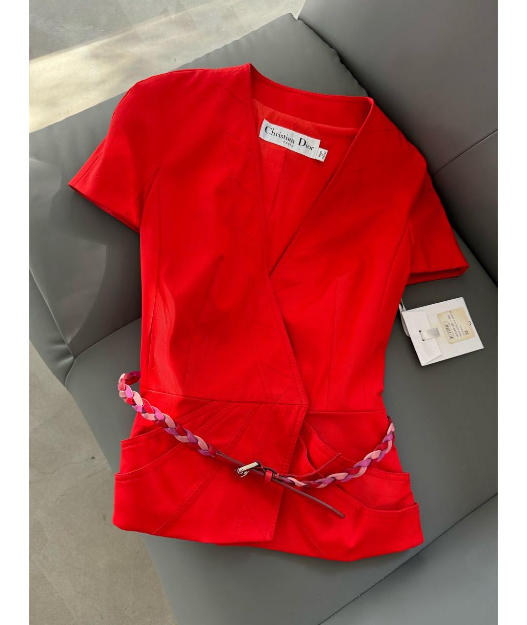 CHRISTIAN DIOR Красный хлопковый жакет/пиджак, фото 5
