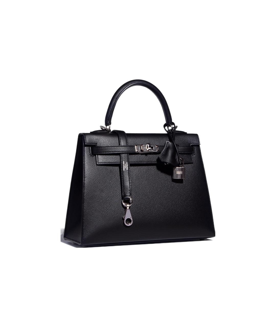 HERMES Черная кожаная сумка с короткими ручками, фото 2