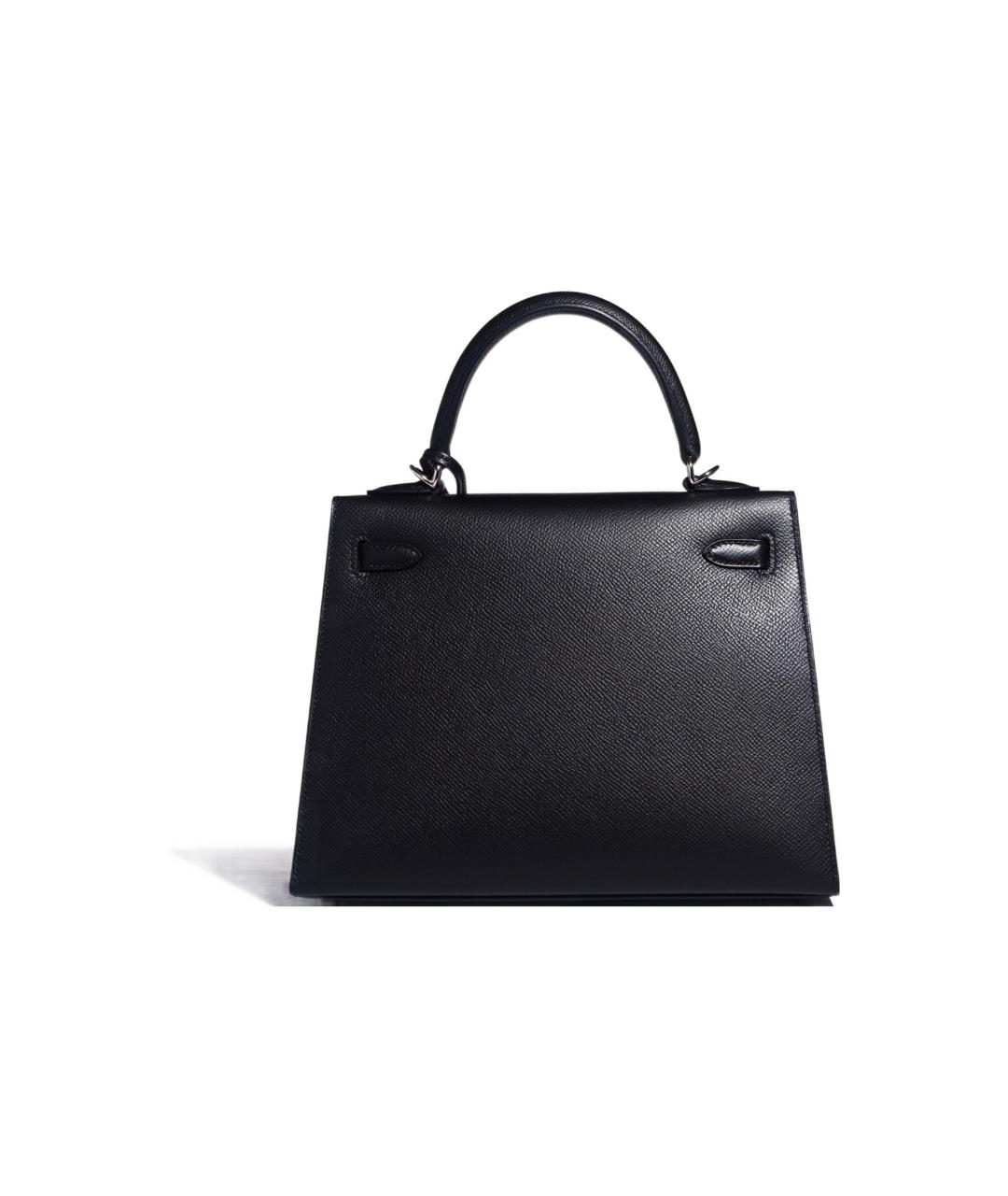 HERMES Черная кожаная сумка с короткими ручками, фото 4