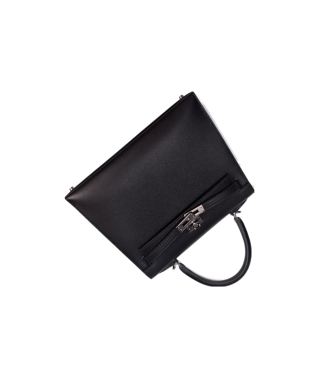 HERMES Черная кожаная сумка с короткими ручками, фото 5