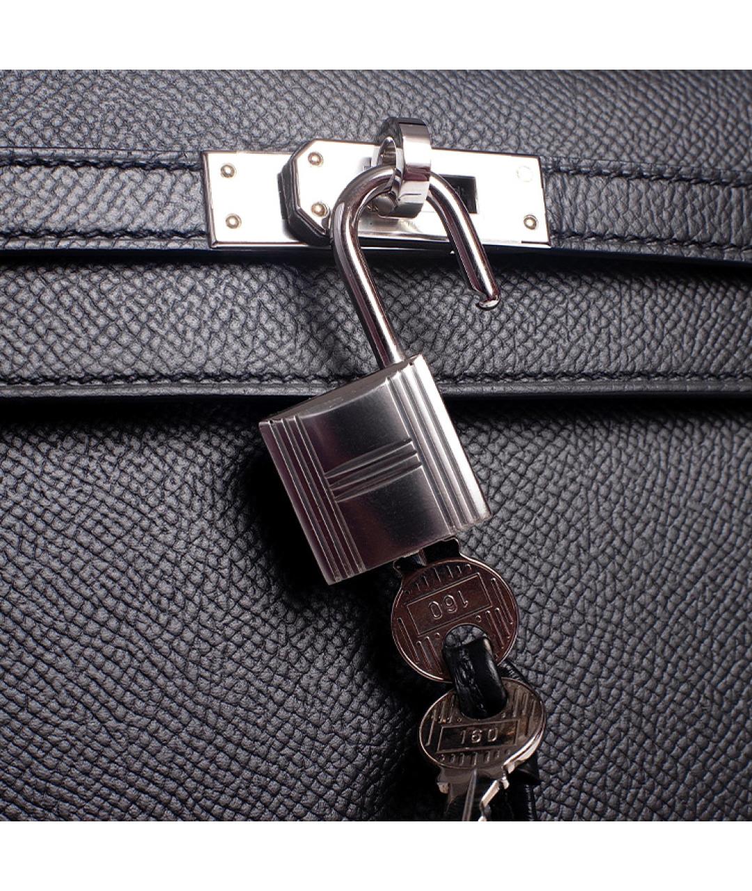 HERMES Черная кожаная сумка с короткими ручками, фото 6