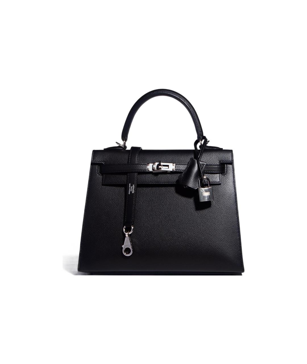 HERMES Черная кожаная сумка с короткими ручками, фото 7