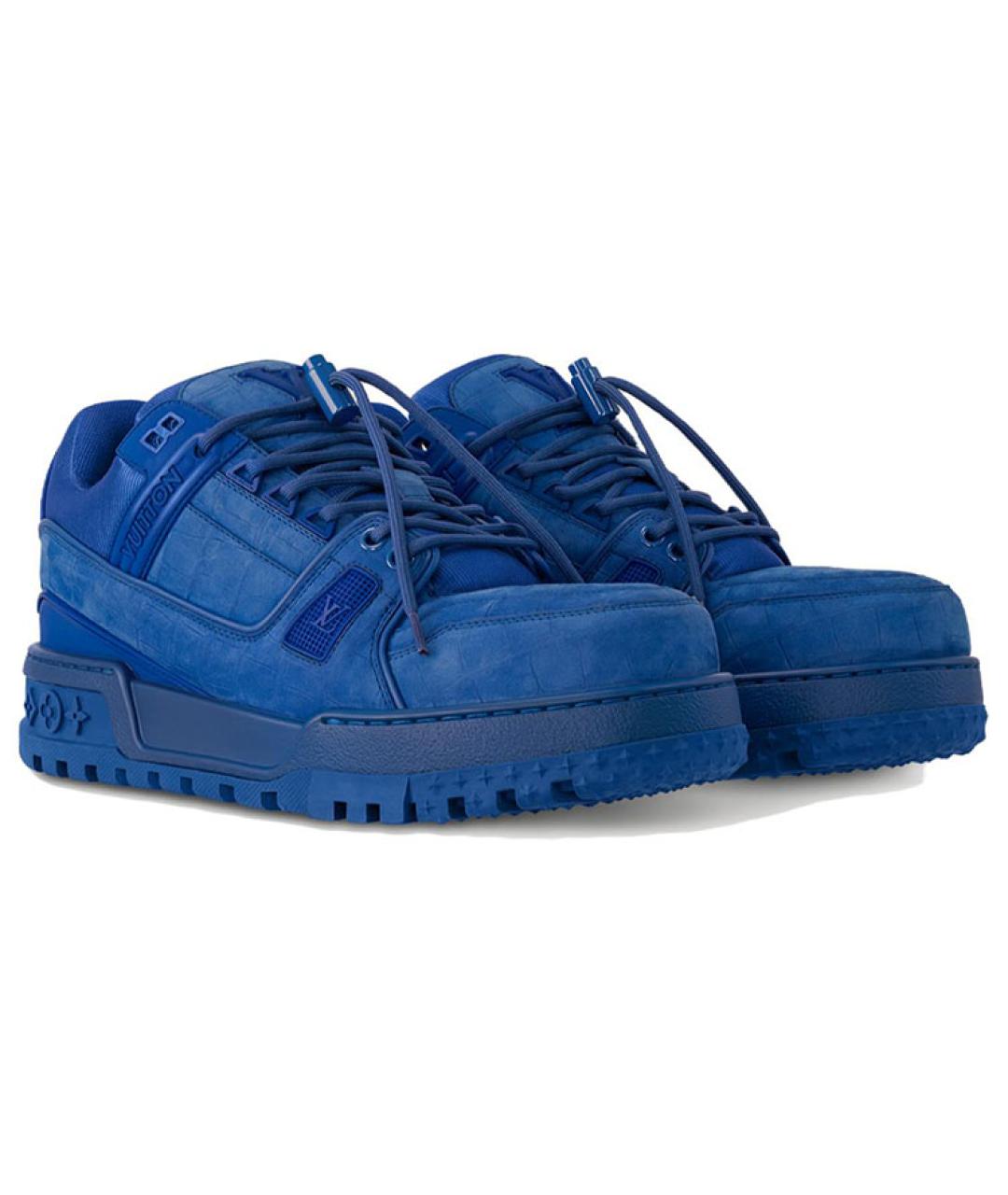 LOUIS VUITTON Синие кожаные кроссовки, фото 2
