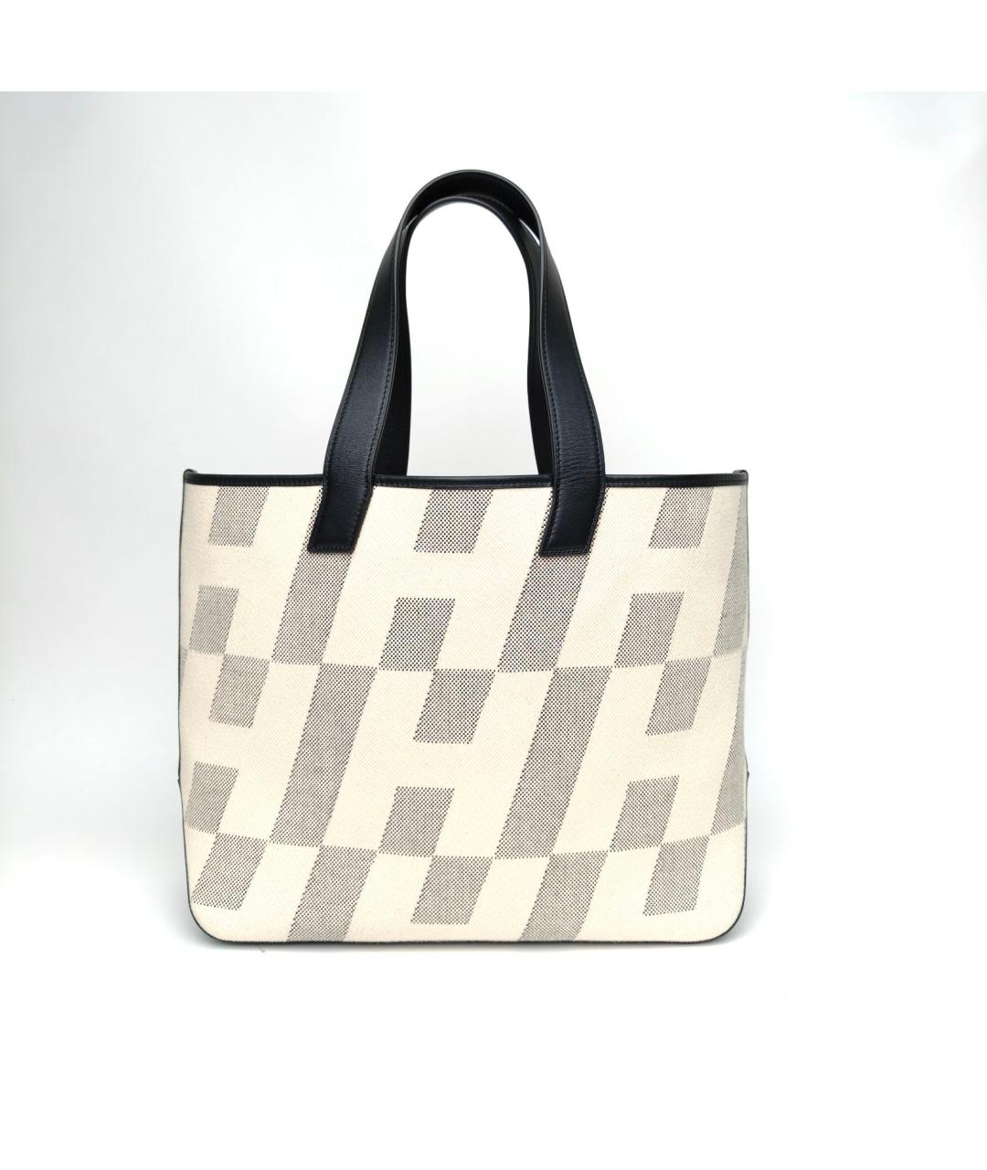 HERMES Бежевая тканевая сумка тоут, фото 4