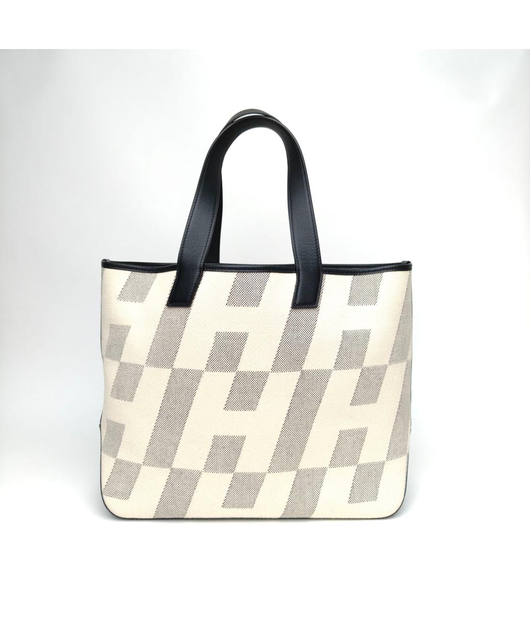 HERMES Бежевая тканевая сумка тоут, фото 2