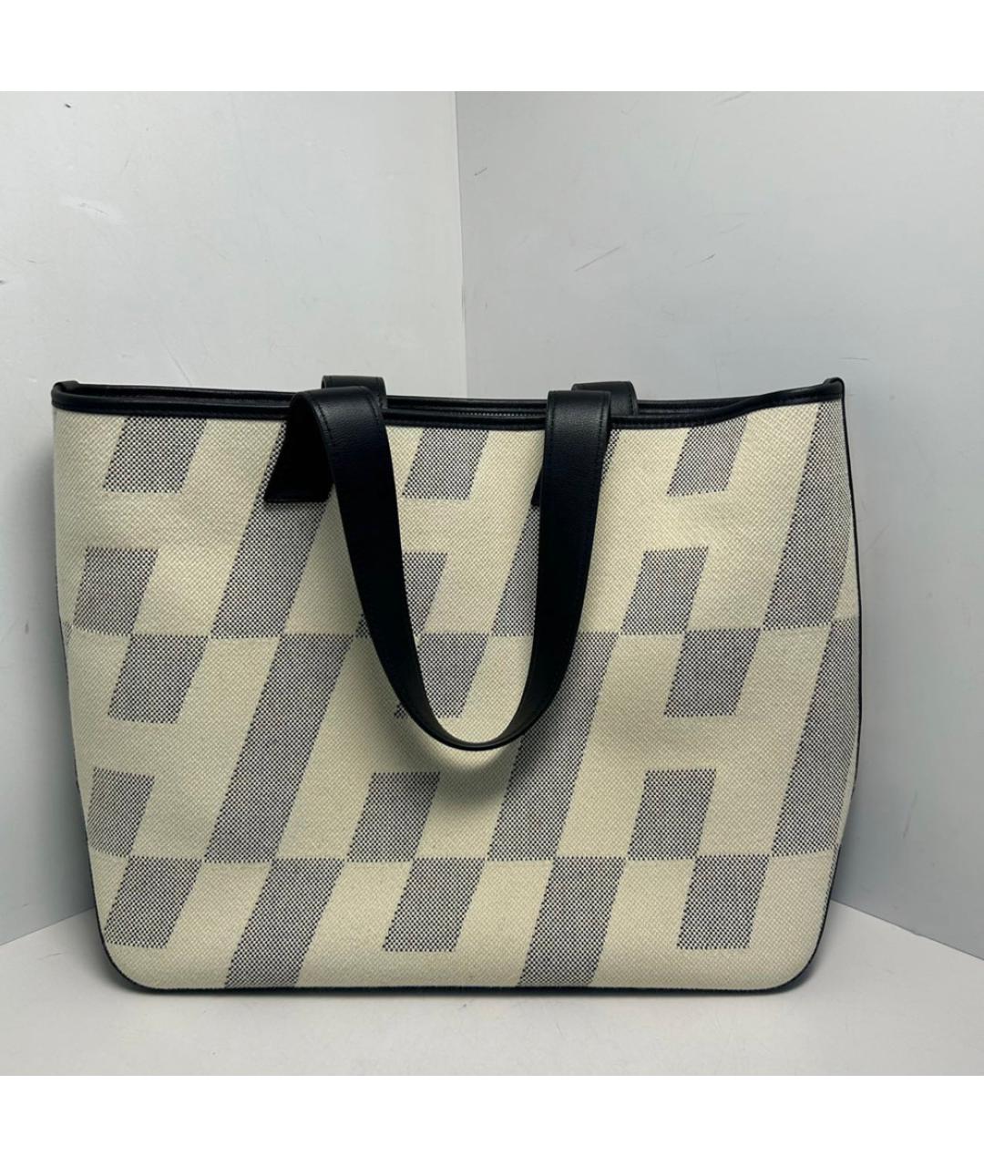 HERMES Бежевая тканевая сумка тоут, фото 9