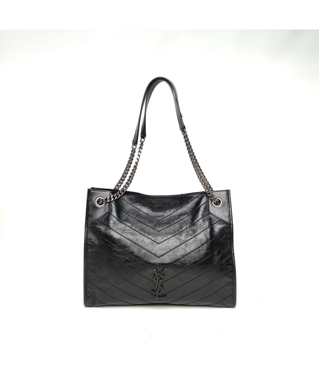 SAINT LAURENT Черная кожаная сумка через плечо, фото 2
