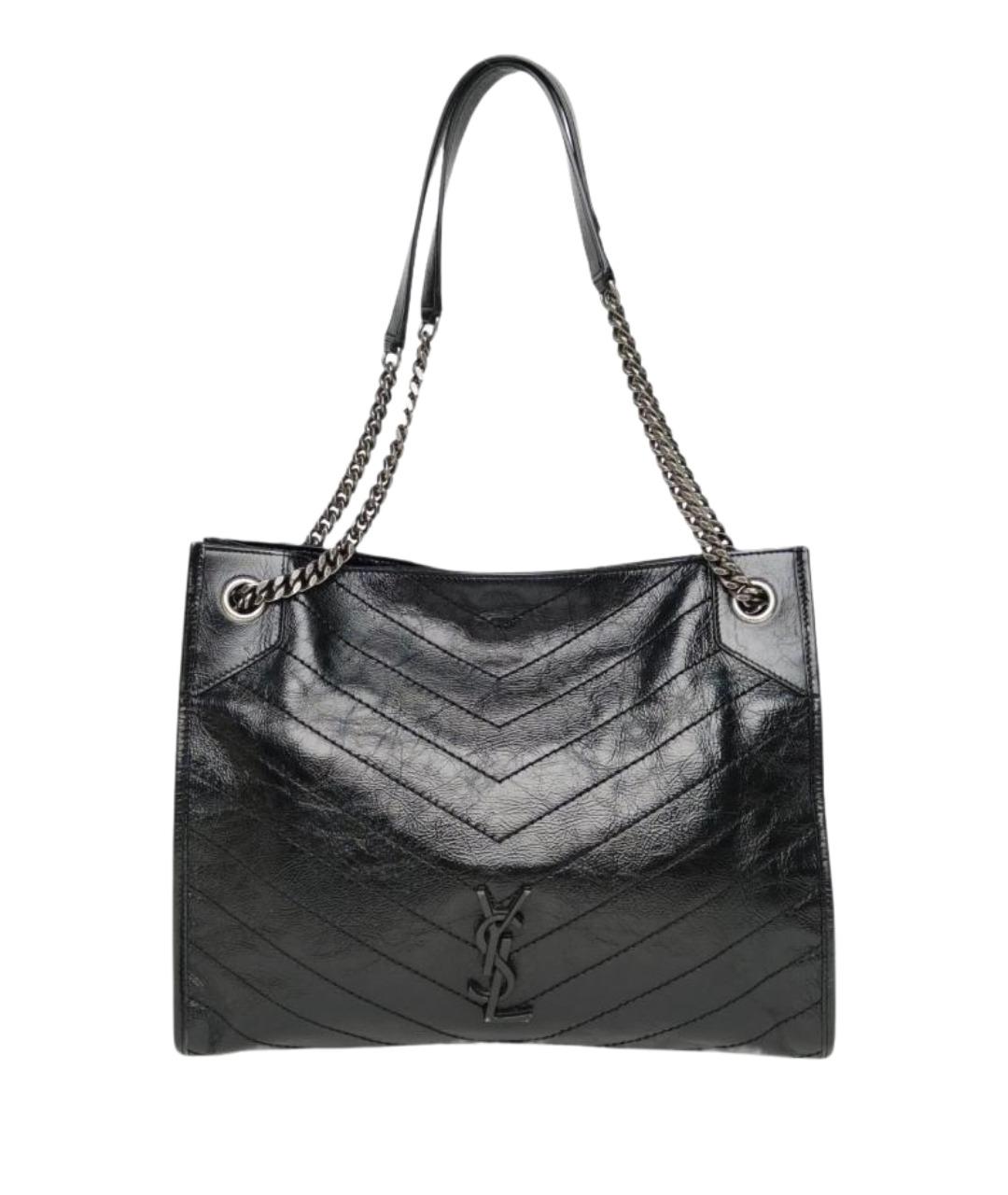 SAINT LAURENT Черная кожаная сумка через плечо, фото 1