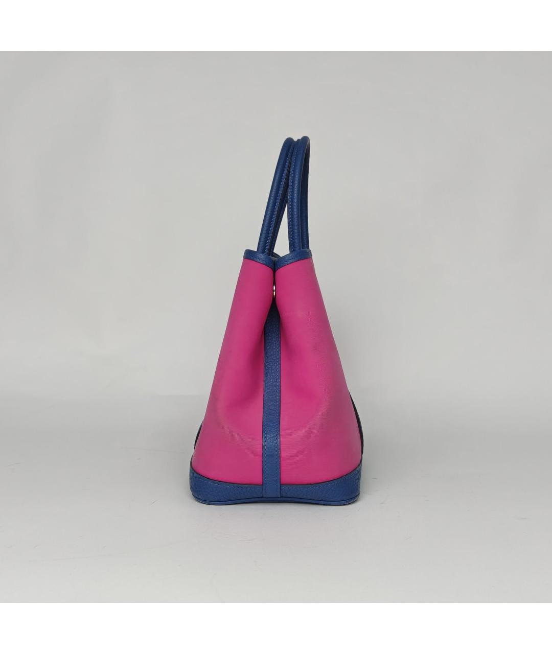 HERMES Фуксия тканевая сумка с короткими ручками, фото 5