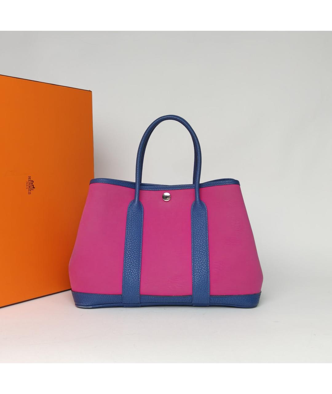 HERMES Фуксия тканевая сумка с короткими ручками, фото 8