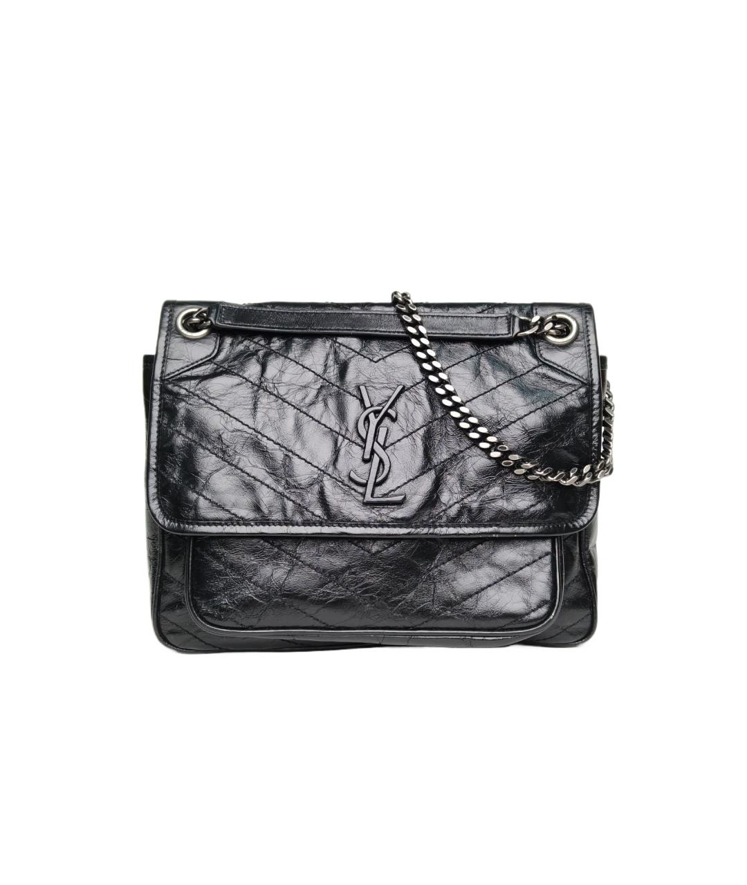 SAINT LAURENT Черная кожаная сумка через плечо, фото 1