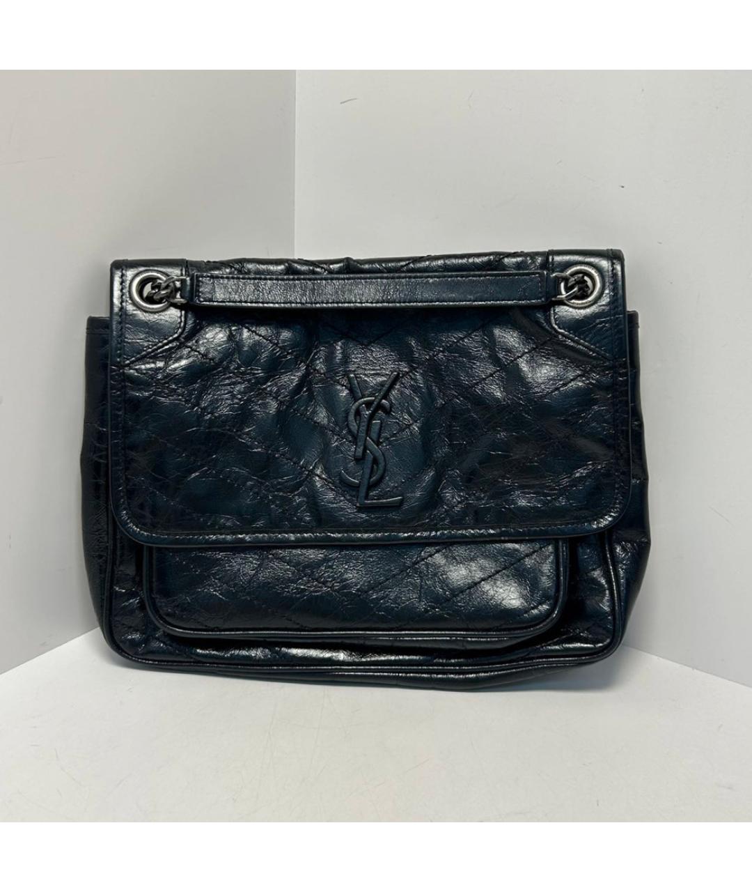 SAINT LAURENT Черная кожаная сумка через плечо, фото 8