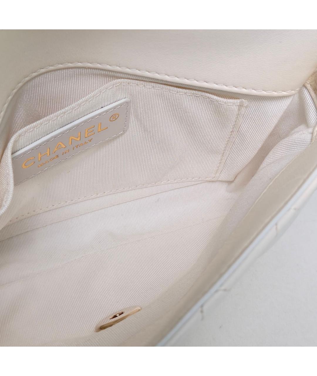 CHANEL Белая кожаная сумка через плечо, фото 7